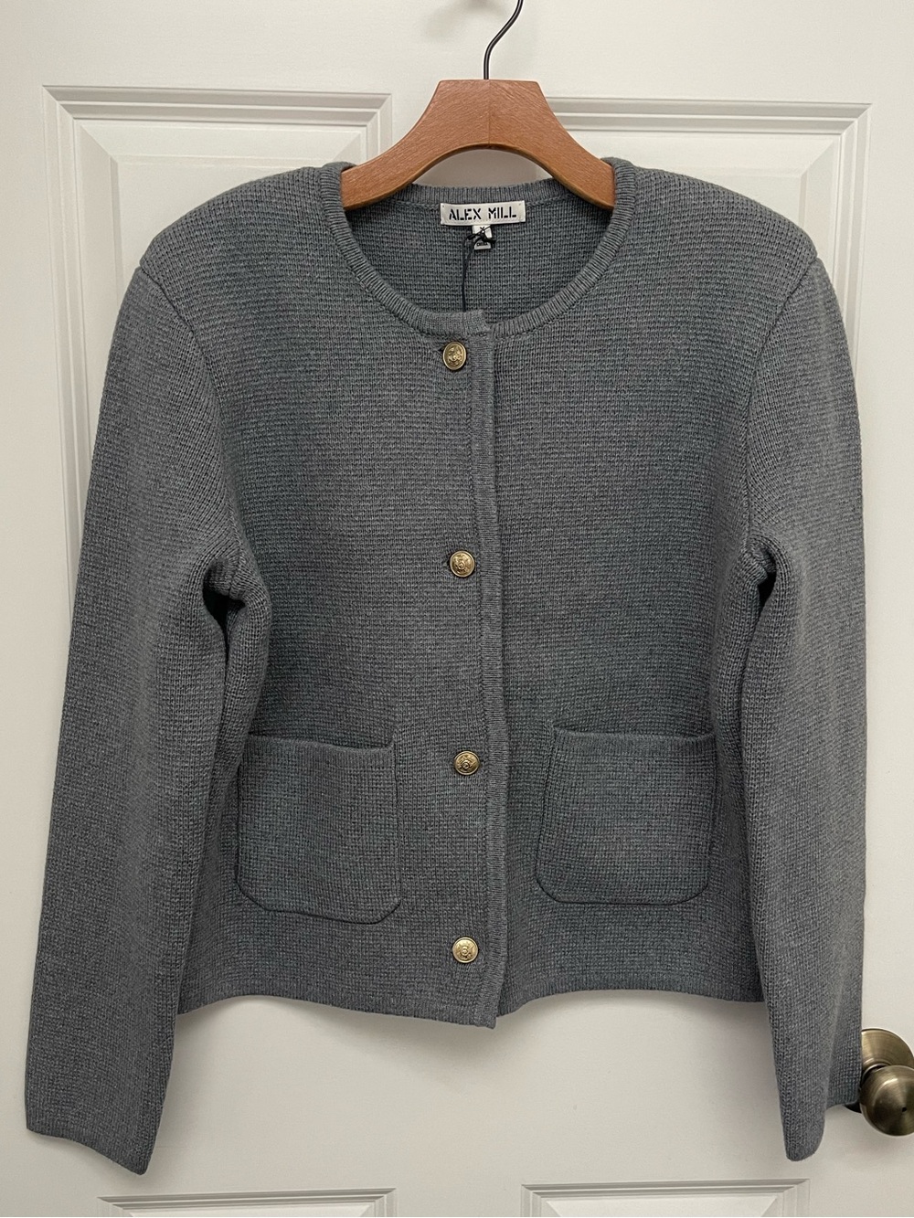 Alex Mill Paris Sweater Jacket in Grey Shadow - Picture 6 of 8